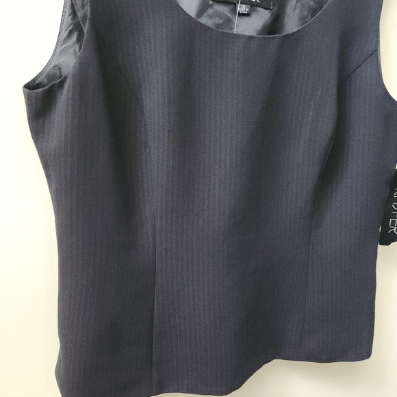 Kasper Black Pinstripe Tank Top Size 10 New With Tags Split Hem Lined - Picture 7 of 9